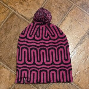 Patagonia Pink and Black Knit Beanie